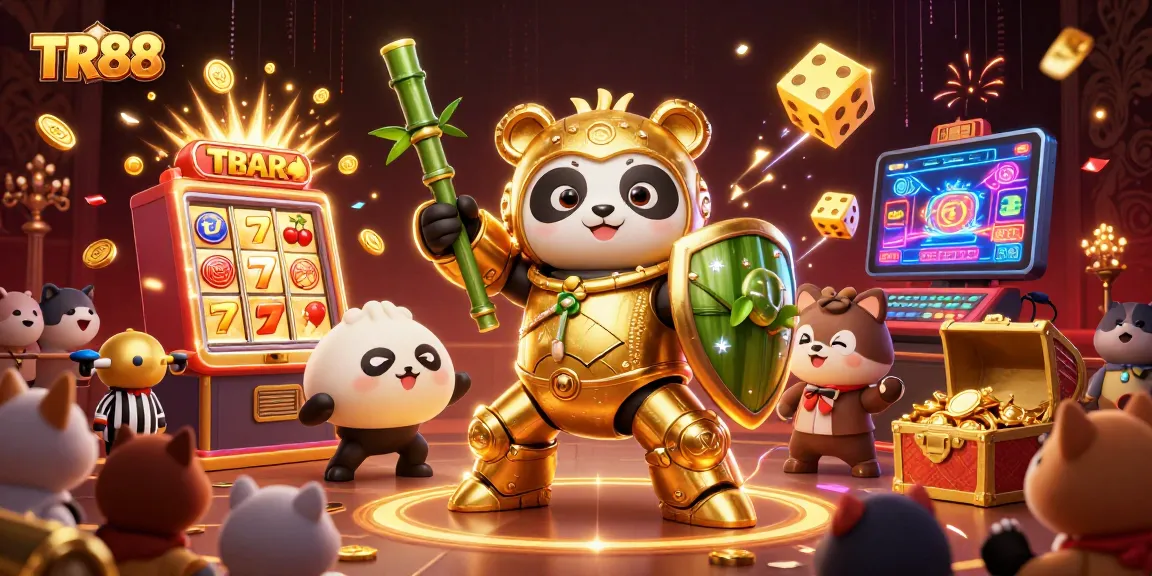 Engage in thrilling gameplay at TR88 with a dynamic illustration showcasing exciting casino elements.