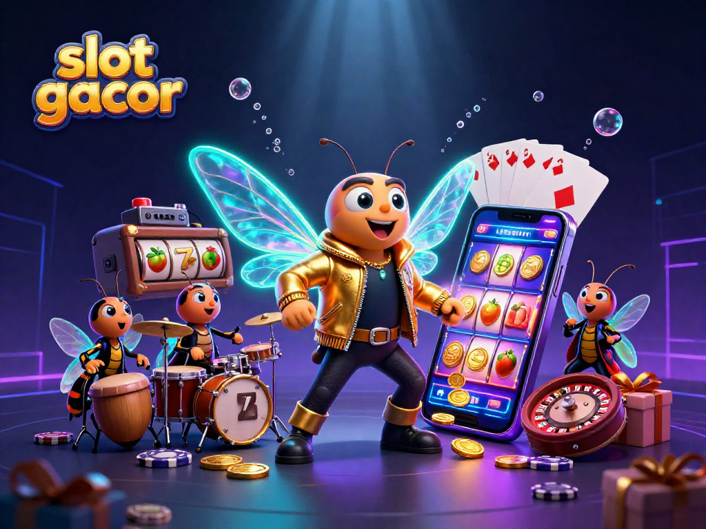 Experience thrilling slot gacor action in a vibrant 3D illustration with animated characters and games.