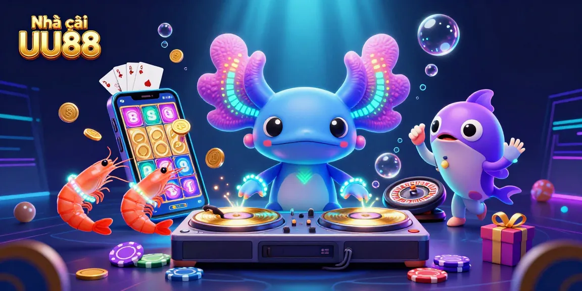 Engage with the vibrant gaming experience at Nhà cái UU88 featuring 3D characters and casino elements.