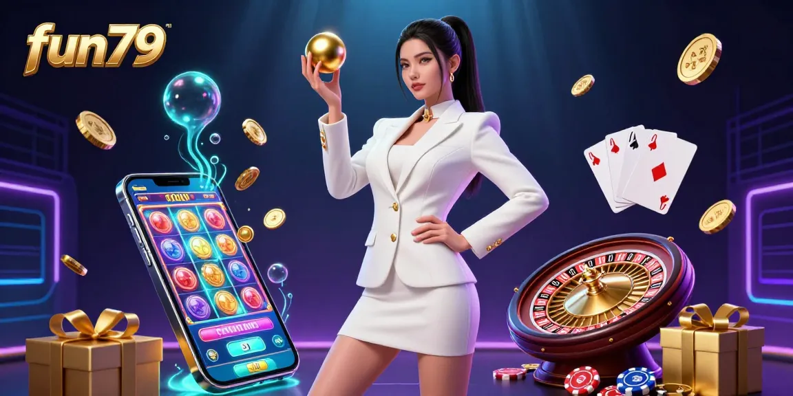 Experience thrilling gaming action at fun79 with vibrant slots and casino elements.