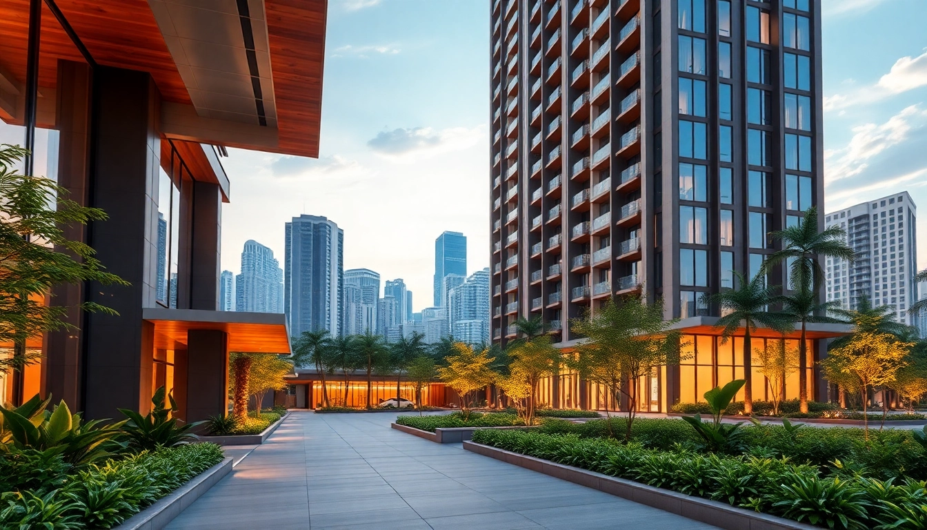 View of the Tampines EC showing a modern executive condominium in an urban landscape.