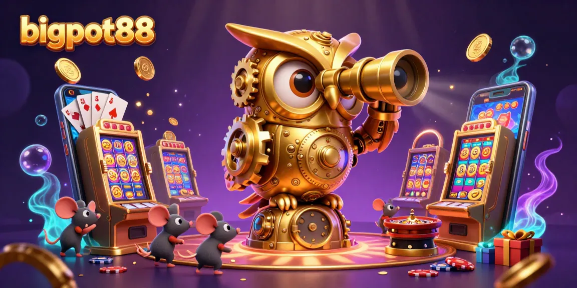 Spin winning reels with bigpot88's fun characters in an engaging 3D casino scene.