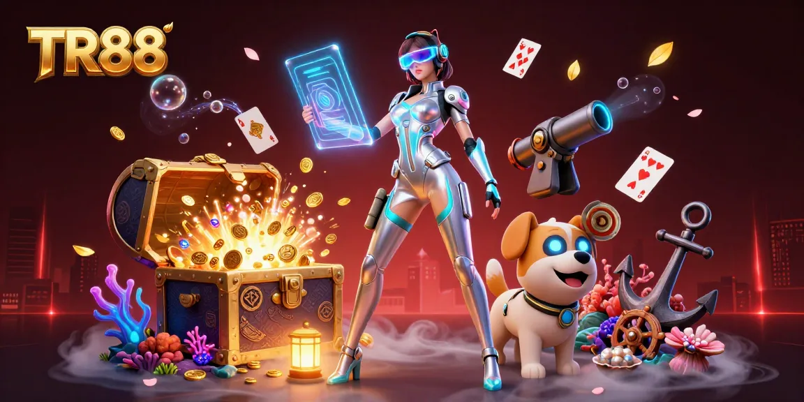 Experience thrilling casino adventures with TR88, featuring interactive holographic elements and vibrant visuals.