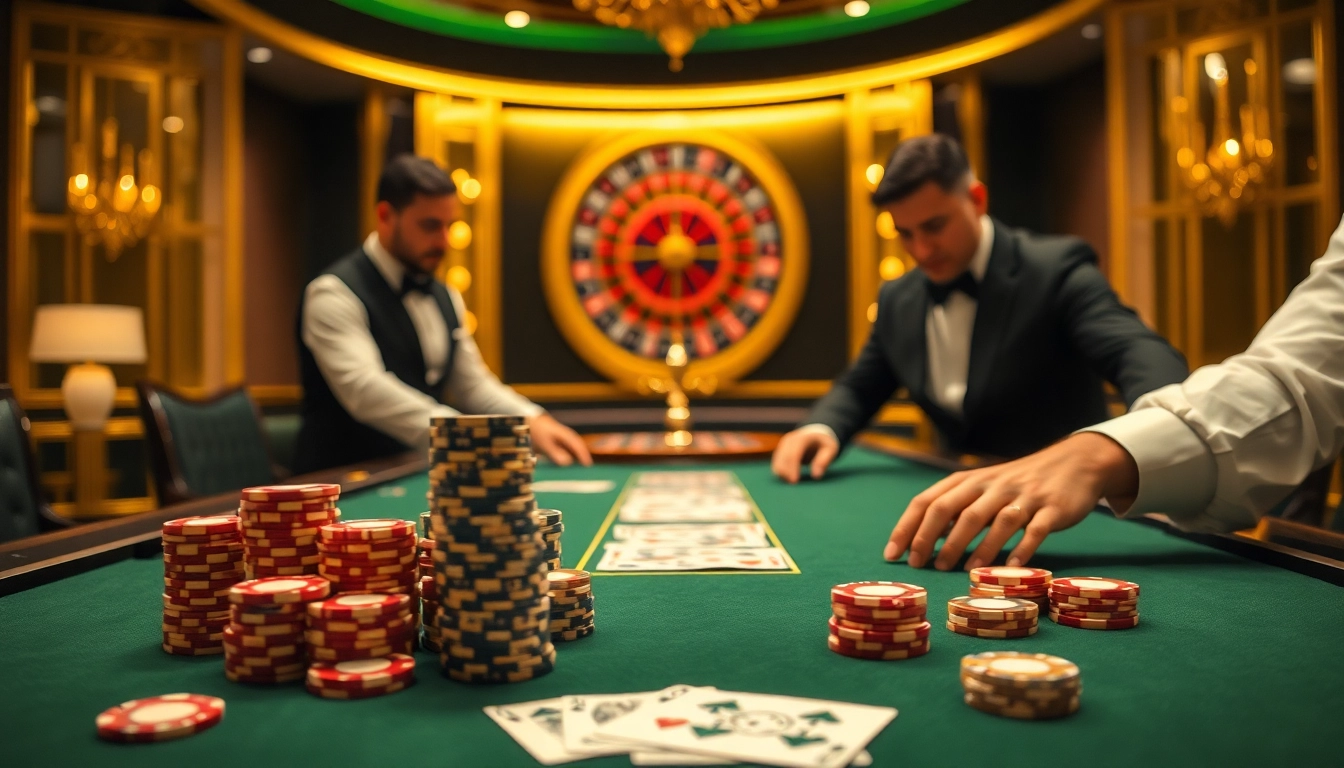 Experience the thrill of W88 poker as players engage in an exciting game at a high-end casino table.