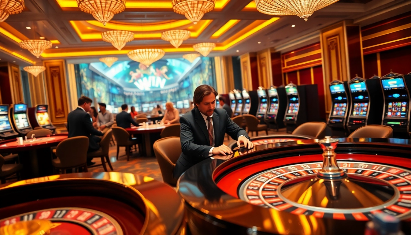 Experience the thrill of IWIN games with vibrant casino visuals featuring dynamic gameplay and luxurious elements.
