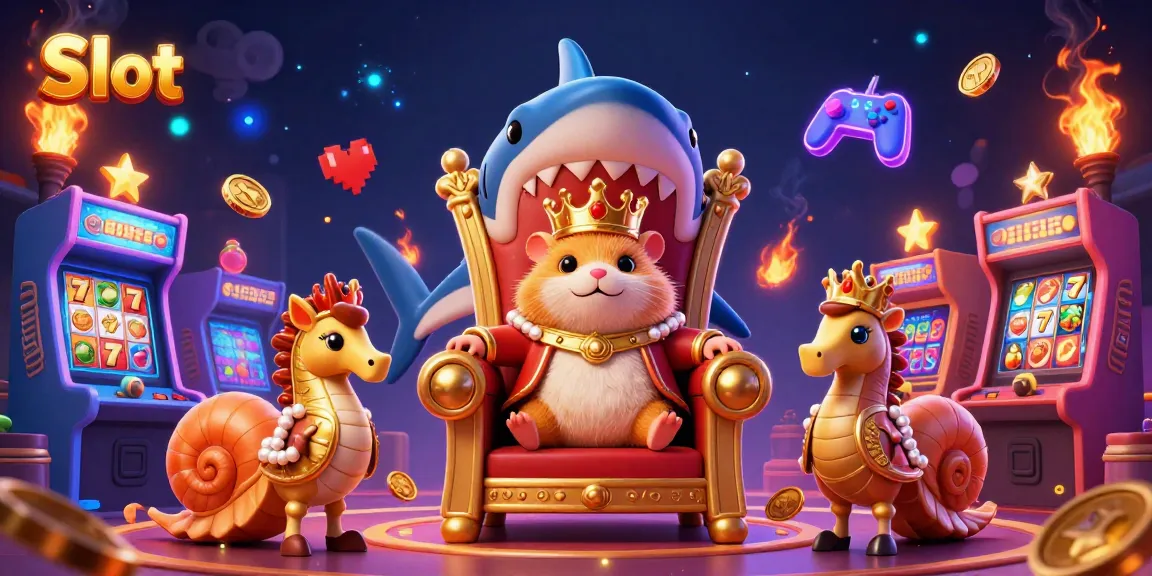 Engage in thrilling Slot experiences with a hamster king and vibrant casino elements in a dazzling 3D illustration.