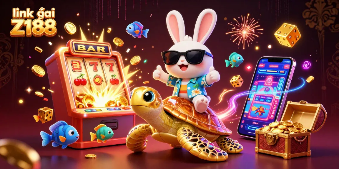 Experience the thrill of gaming with link vào Z188 in a vibrant 3D casino illustration.