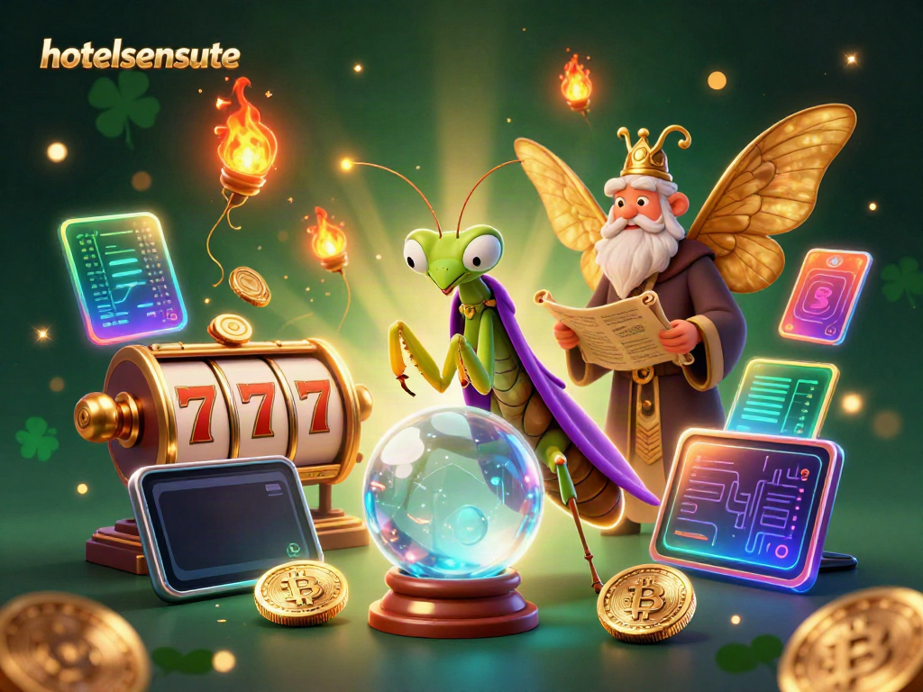 Engage with hotelsensunte's slot games through vibrant characters and dazzling crypto elements in this unique 3D illustration.