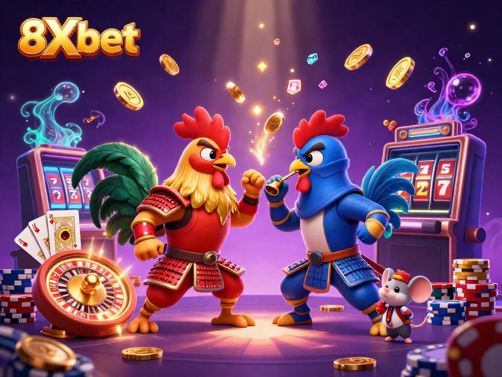 Experience thrilling casino action with 8Xbet featuring dynamic fighting roosters and gaming elements