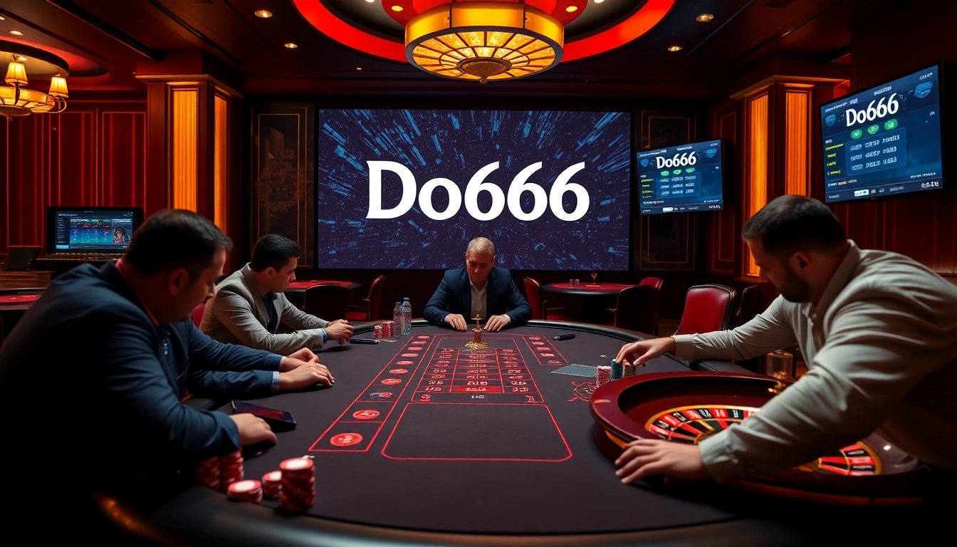 Exciting action at Do666 casino with players at a poker table and roulette wheel.