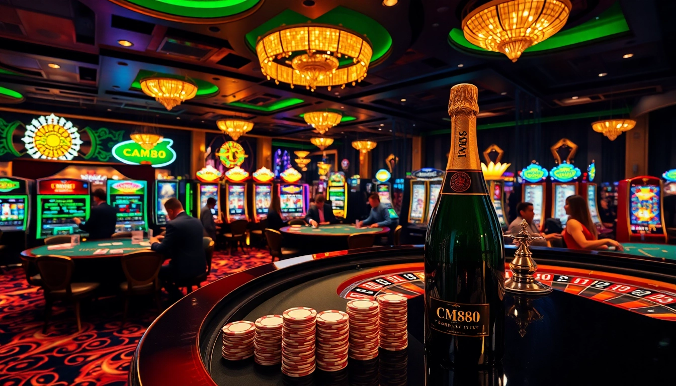 Experience the excitement at CM88 with vibrant casino games and luxurious decor.