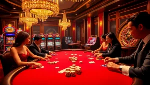 High-stakes poker at a luxury table showcasing the thrilling world of https://ih7777.com.br/ casino betting.