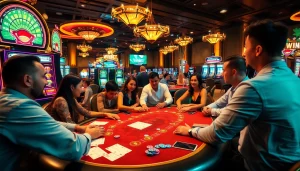 Experience the thrill of WINBET with players at a vibrant casino table.