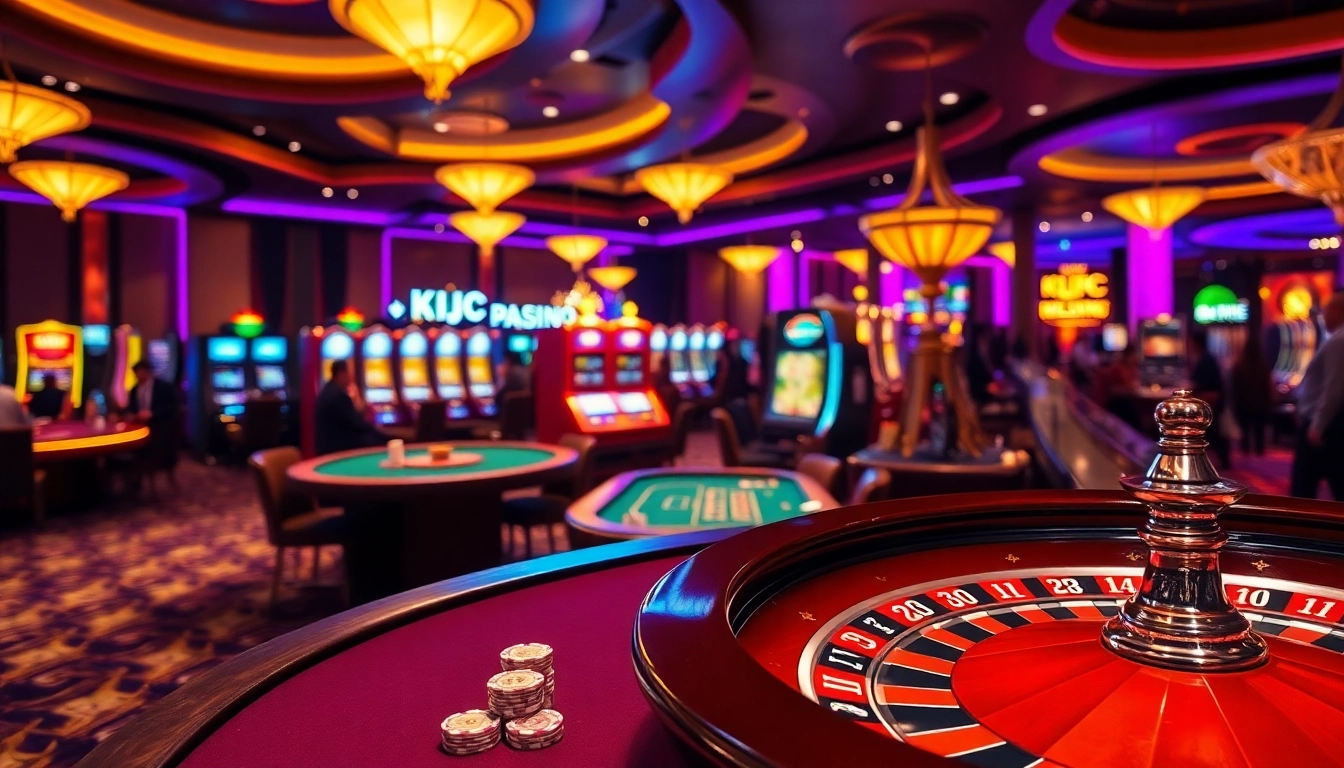 KJC casino gaming experience with vibrant tables and excited players.