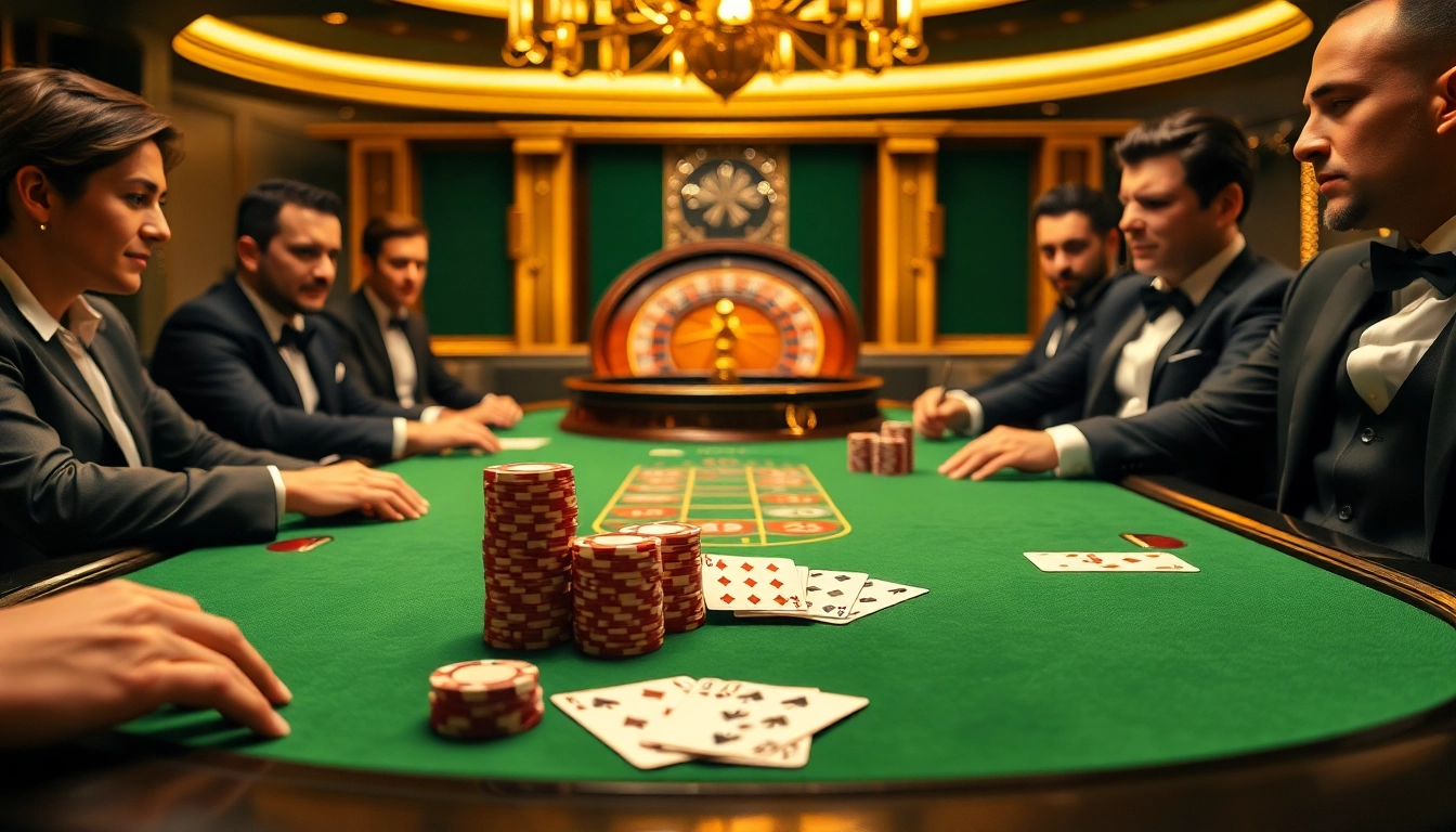 A thrilling poker game at https://622bett.com.br/ showcasing luxurious tables and elite players.