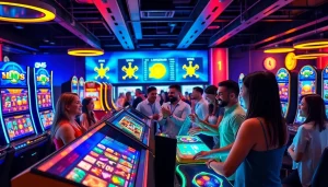 Situs kode4d online gaming environment showcasing players enjoying exciting slots games with a vibrant atmosphere.