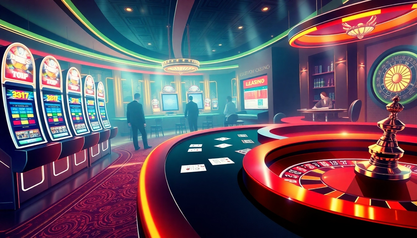 Engaging gamblers at https://kkwin.life/ with vibrant casino elements, including poker chips and slot machines.