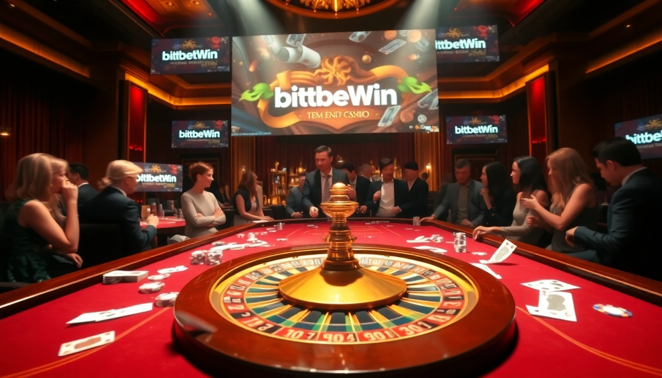 bitbetwin casino review showcasing an exciting game scene with roulette and poker elements