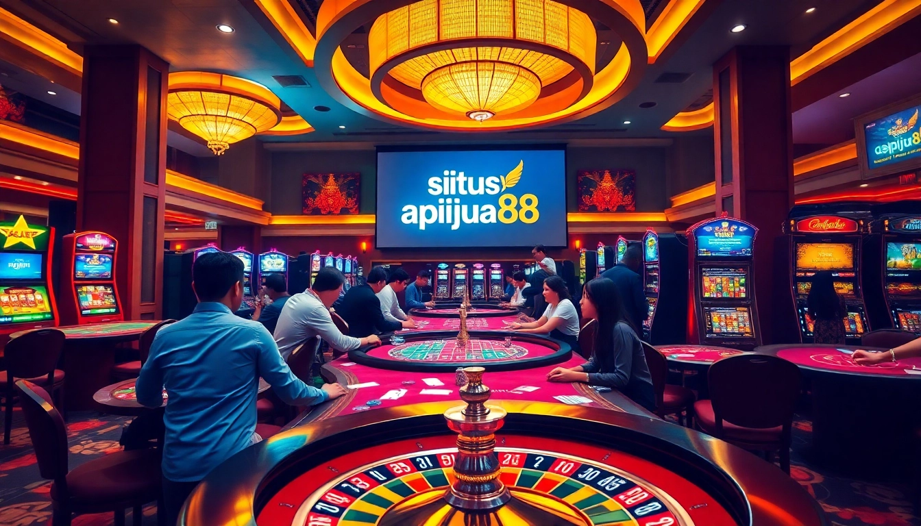Engaging scene of players enjoying games at situs apiraja88 with vibrant tables and exciting atmosphere.