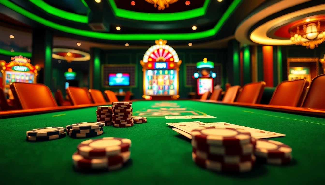 Pahala4d players engage in a thrilling casino atmosphere with vibrant games and luxurious chips.