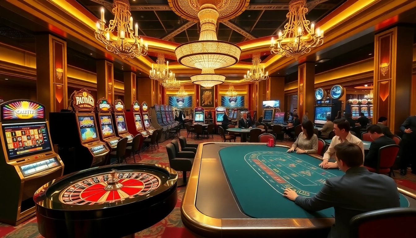 Experience the thrill of gambling at urr88.com with vibrant casino tables and engaged players.