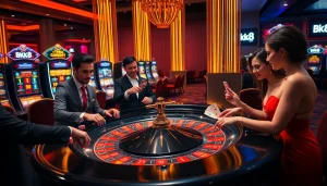 Gambling at BK8's luxurious casino table, showcasing excitement and elegance.