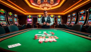 GO8 gaming table with vibrant cards and poker chips showcasing a luxury casino experience