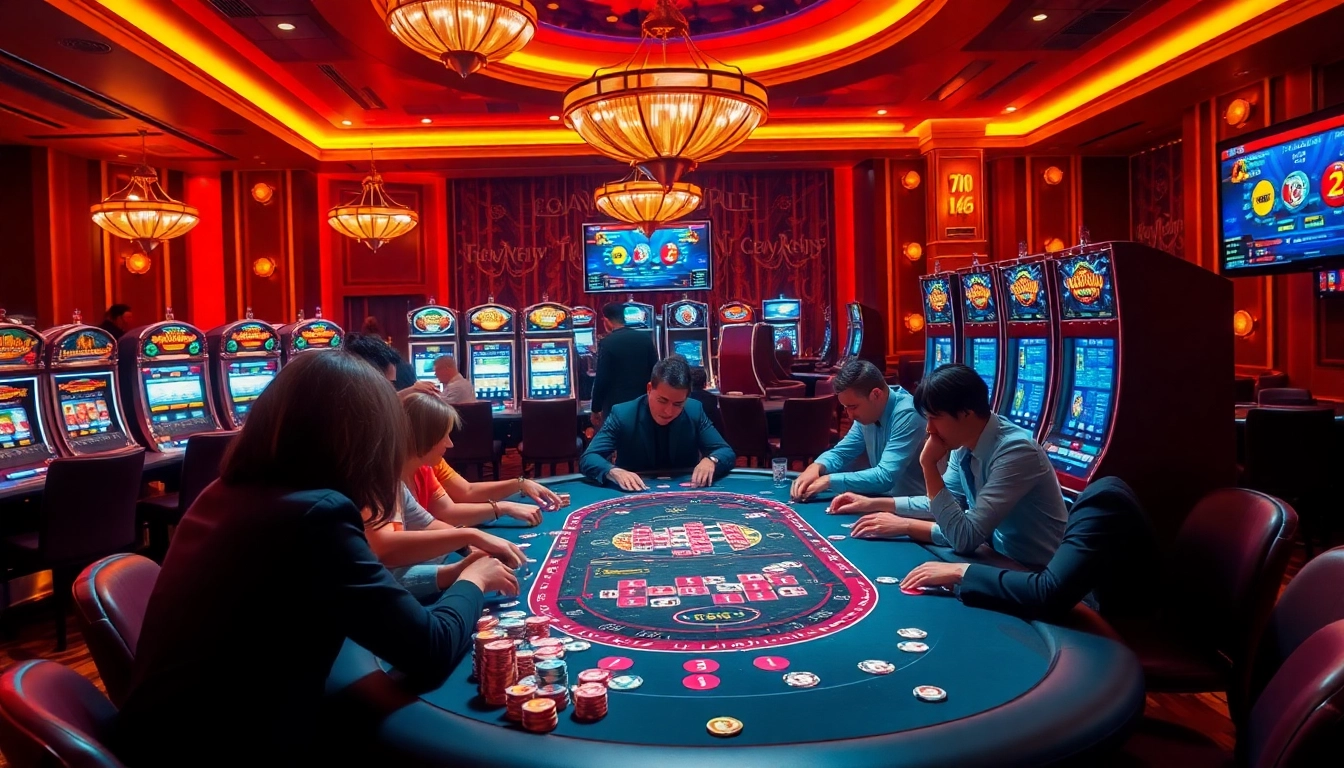 Experience the thrill of winning at trang chủ go99 with a vibrant casino scene featuring intense poker action.