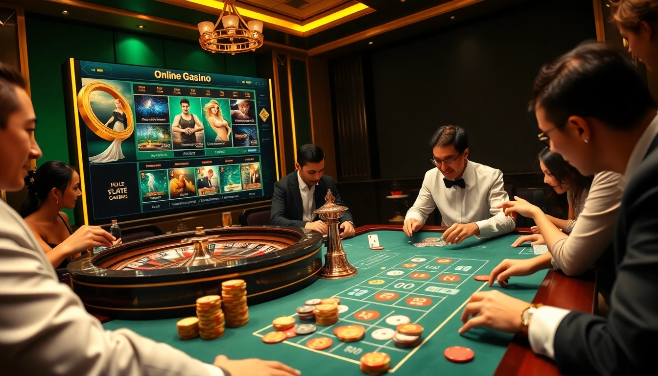 Players enjoying exciting games at 1haywin.us.com casino table under luxurious lighting.