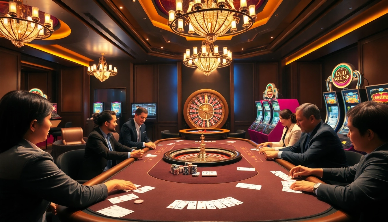 Experience the thrill of game 23win at a glamorous casino table packed with excitement and luxury.
