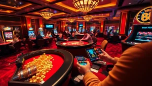 Players immersed in exciting games at 88i casino table, showcasing luxury and thrill.
