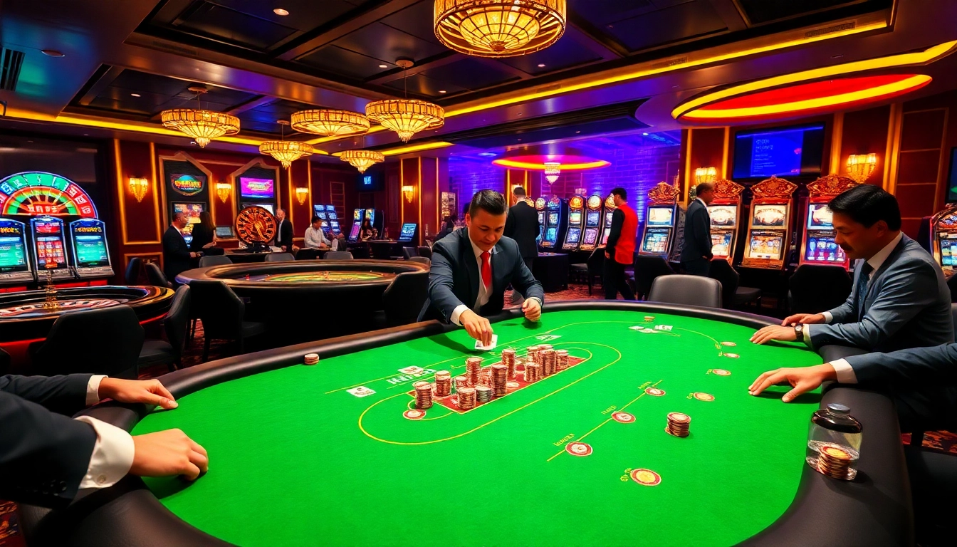 Players enjoying a thrilling game at GO88 Casino, showcasing high-stakes poker action.