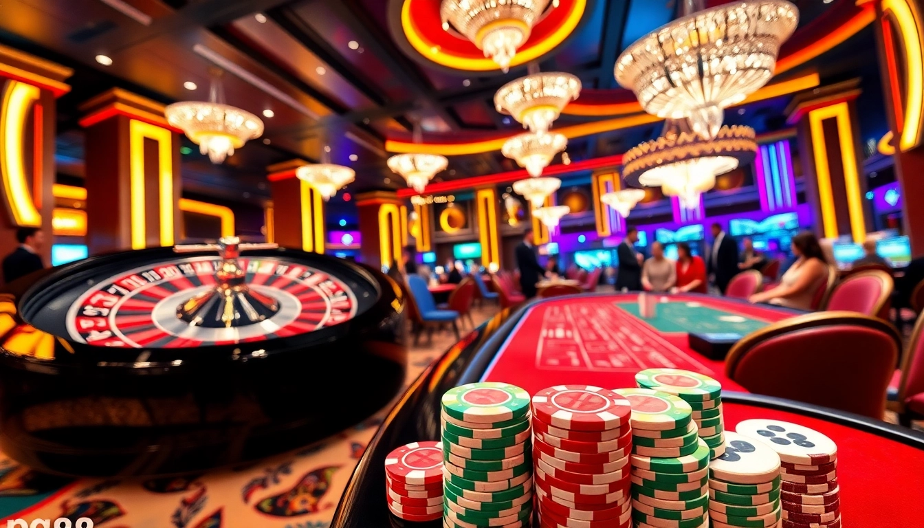 Experience the thrill of gaming at pg88 com with vibrant casino tables and poker chips.