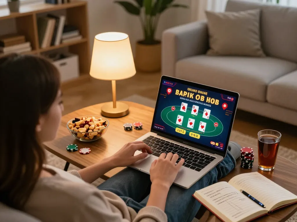 Enjoying Canadian online casinos while playing poker at home in a cozy setting