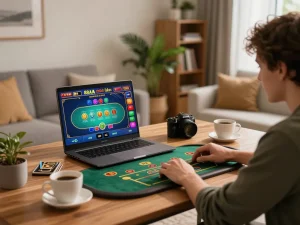 Engaging gameplay at 88aa chính thức on a laptop, showcasing vibrant online casino action.