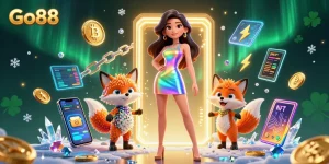 Experience thrilling gameplay at Go88 with vibrant casino elements and dynamic 3D illustration.