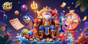Engage in gambling fun at Hit Club with colorful lottery balls and dynamic imagery.