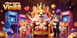 Experience the captivating adventure of cổng game Vin88, blending a royal corgi with thrilling casino vibes.