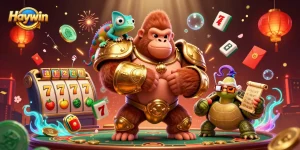 Experience thrilling casino action with Haywin's vibrant 3D illustration featuring a powerful king and his companions.