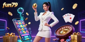Experience thrilling gaming action at fun79 with vibrant slots and casino elements.