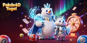 Join the excitement of Pakde4D Togel with vibrant lottery elements and a dynamic aurora background in this captivating illustration.