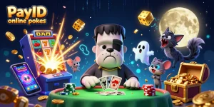 Experience PayID online pokies excitement with a thrilling 3D casino scene filled with vibrant characters and dynamic elements.
