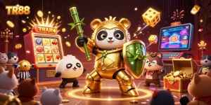 Engage in thrilling gameplay at TR88 with a dynamic illustration showcasing exciting casino elements.